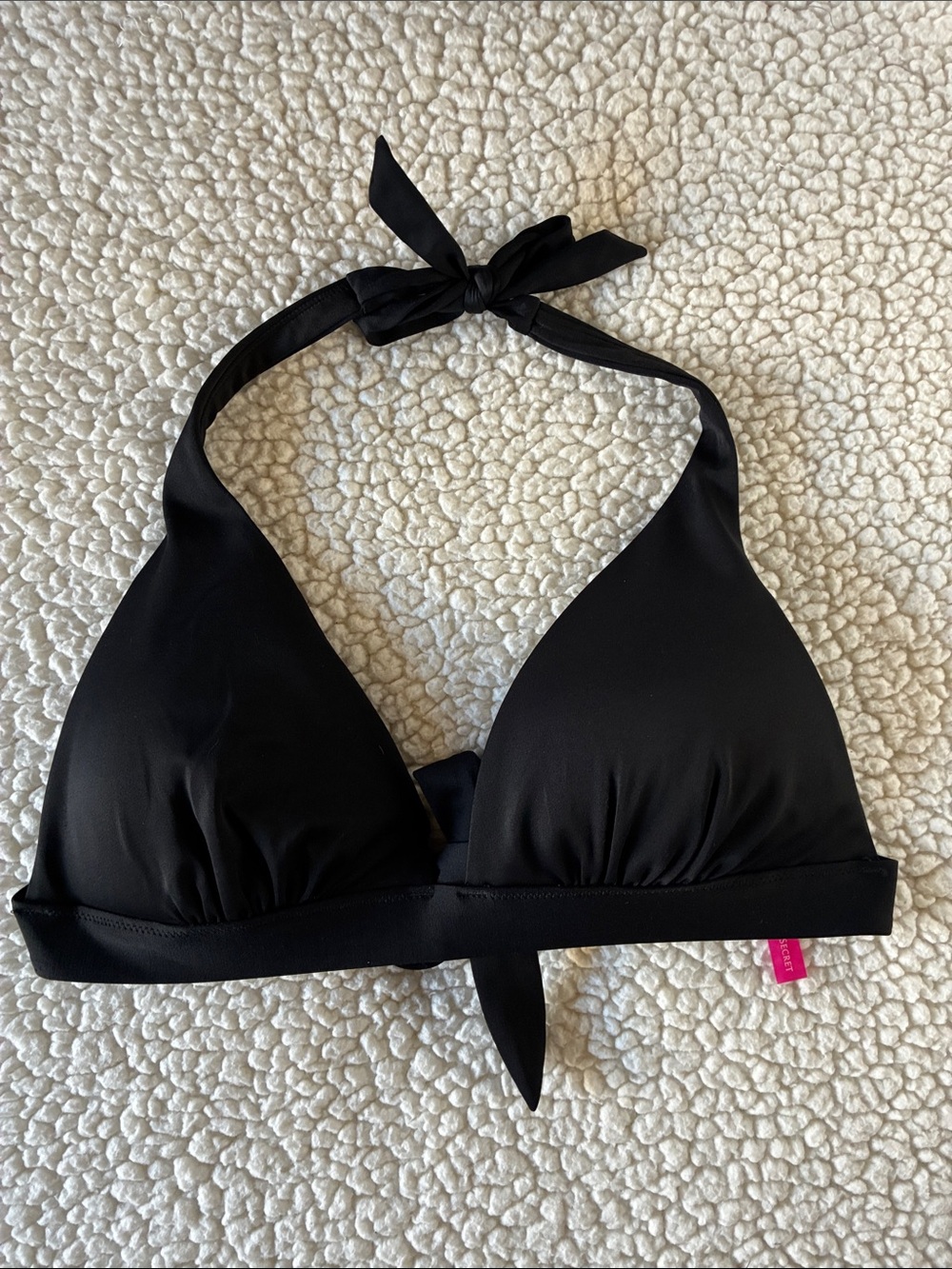 Victoria's Secret Black Halter Triangle Bathing Suit Bikini Top Swim Separates